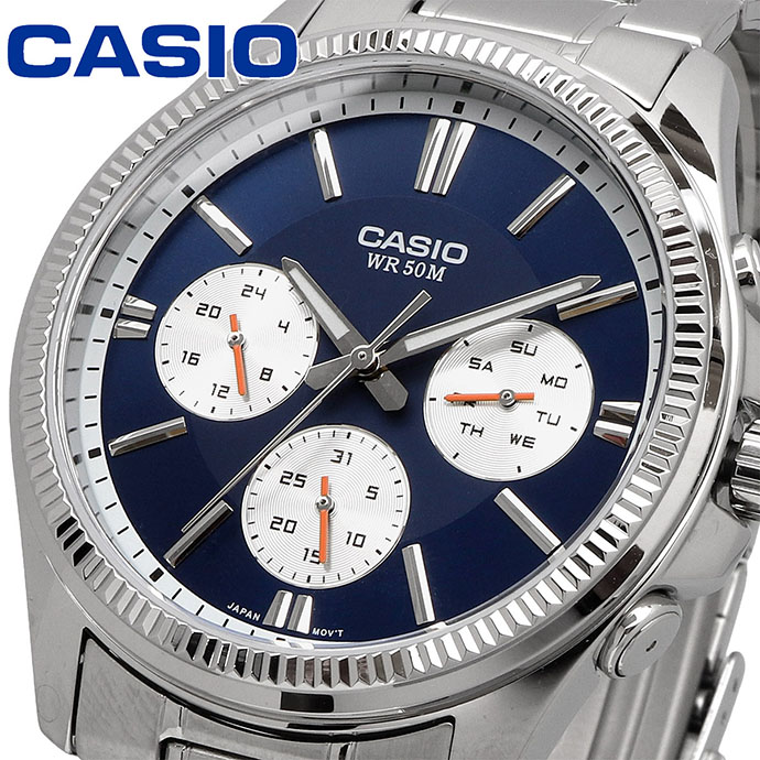 CASIO スタンダード クオーツ メンズ 腕時計 MTP-1375D-2A1V 多軸 24時間表示 ネイビー 海外モデル [並行輸入品]