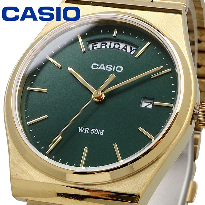CASIO ウオッチ カシオ 時辰儀 御覧になる チープカシオ チプカシ 標準尺度 アナログ 石英 メンズ ゴールド×緑であること 外国でひな形 MTP-B146G-3AV [並行輸入品]