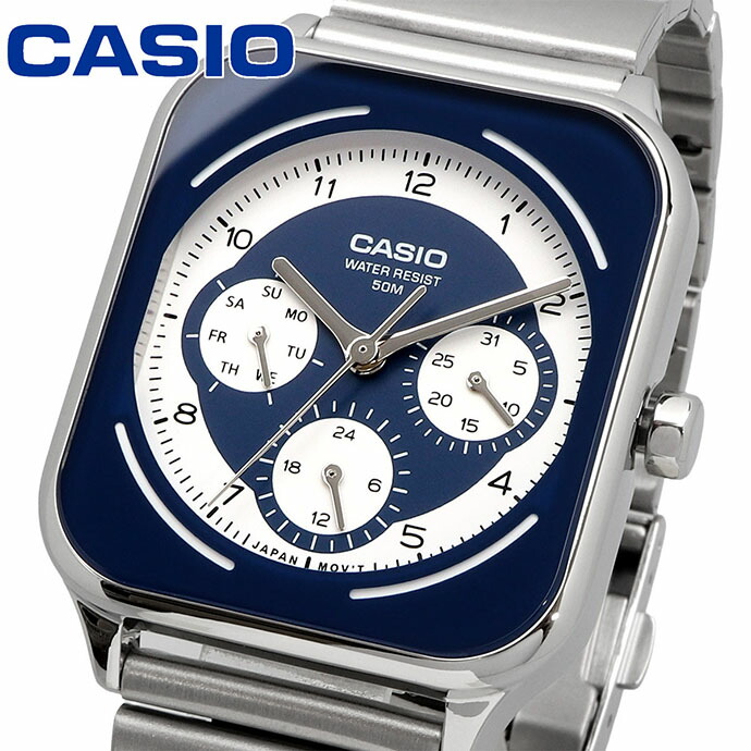 CASIO 腕時計 カシオ ウォッチ スタンダード ラウンドレクタングル 24時間表示 マルチファンクション アナログ メンズ MTP-M307D-2BV ネイビーブルー 海外モデル [並行輸入品]