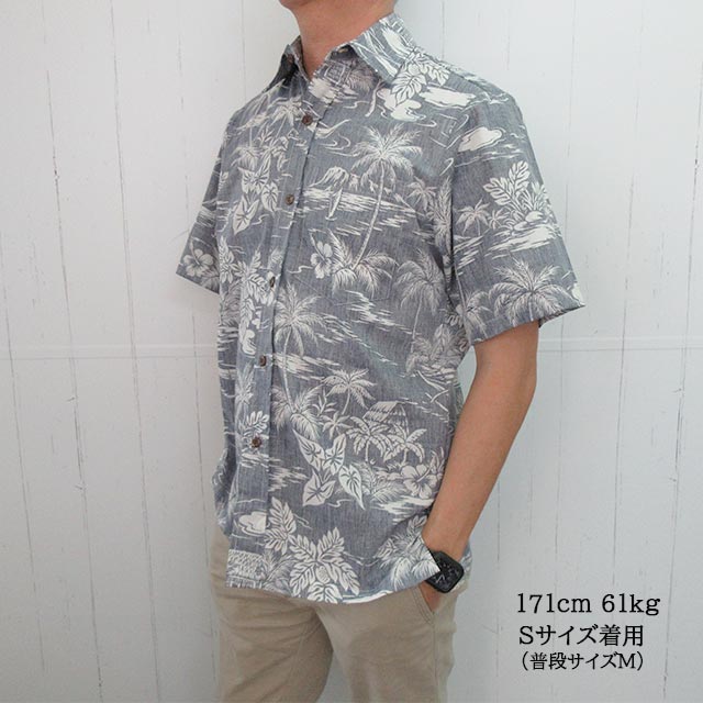 楽天市場 メンズアロハシャツ Two Palms ヤシの木柄 シャツ 柄シャツ 総柄 ハワイ 半袖 リゾート 旅行 かりゆしウェア クールビズ 大きいサイズ M505c Love Shack C無料ラッピング 送料無料 ハワイアンショップshop Nui