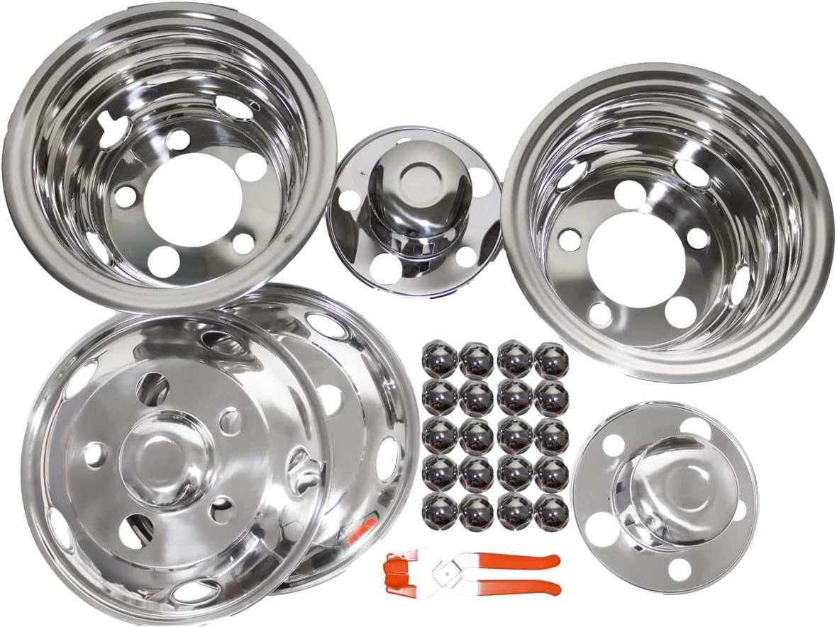 ホイールライナー ホイールカバー ブルーテックキャンター 16インチ 5穴 PCD 208 5.5K-16 116.5mm ステンレス 汎用 メッキ ホイール カバー 前後 四輪セット 2トン タイヤ カバー いすゞ 日野 三菱 ホイール ライナー トラック 鏡面