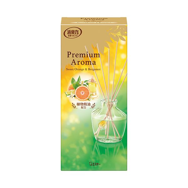 （まとめ） エステー玄関・リビング用 消臭力 Premium Aroma Stick スイートオレンジ＆ベルガモット 本体 65mL1個 【×10セット】