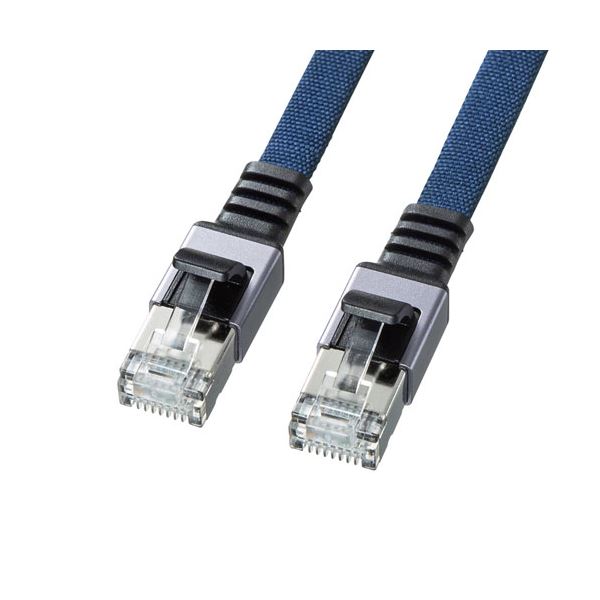 サンワサプライ カテゴリ6AメッシュフラットLANケーブル 10m ブルー KB-FL6AME-10BLX5