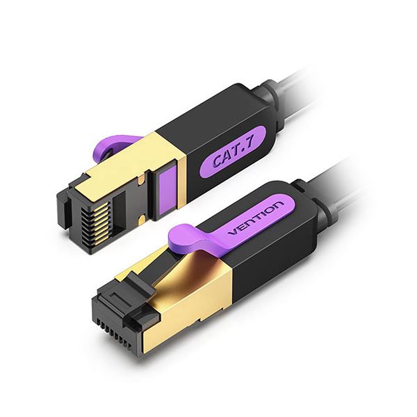 【5本セット】 VENTION Cat.7 薄型LANケーブル 3m ブラック IC-9464X5