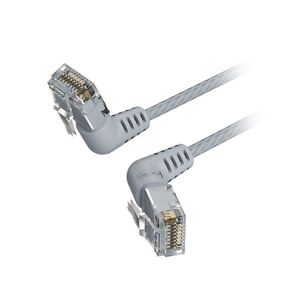 【5本セット】 VENTION Cat.6a LANケーブル UTP 直角コネクタ 360°スイングタイプ グレー 5m グレー IB-0316X5