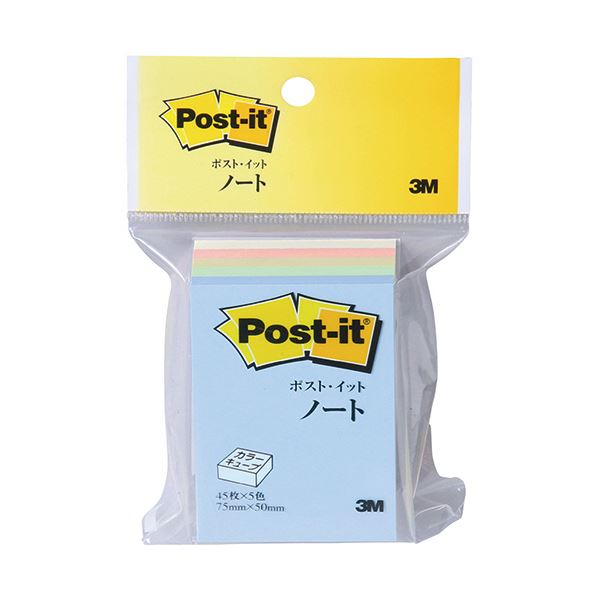 3M ポストイットカラーキューブ 生まれ変わり紙 75×50粍 5色 CP-23 1書き割り（10冊）