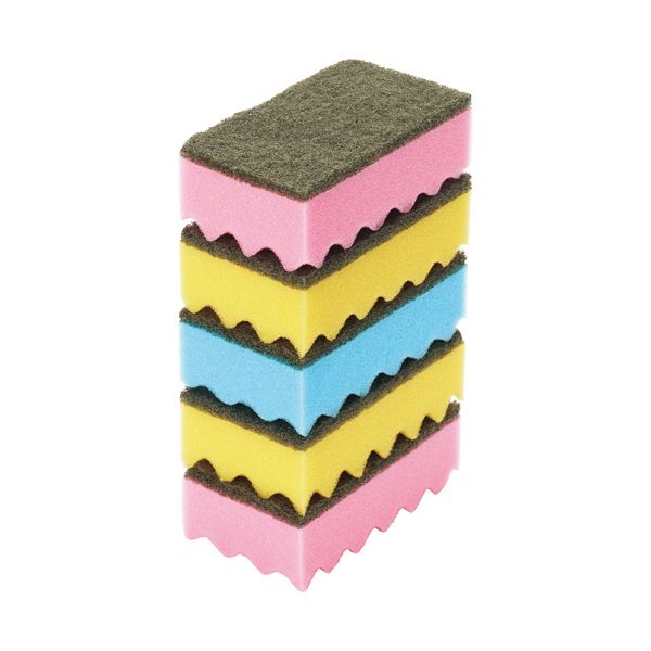 （まとめ） TANOSEEキッチンスポンジ抗菌タイプ ハード 1セット（50個：10個×5パック） 【×3セット】