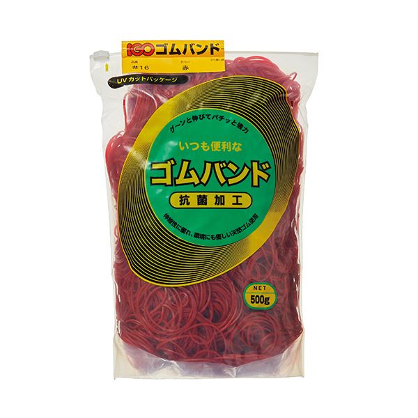 (まとめ）アイジーオー ゴムバンド #16 赤500g #16-TR-M 1袋【×5セット】