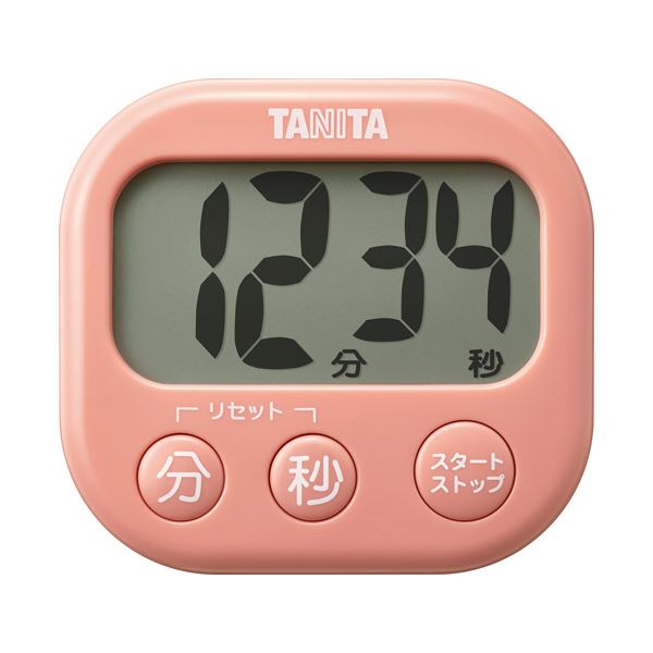 （まとめ） タニタ抗菌でか見えタイマー コーラルピンク TD-429-PK 1個 【×5セット】