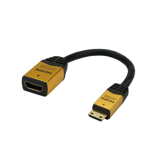 （まとめ）HORIC HDMI-HDMI MINIうつり変わりアダプター 7珊 ゴールド HCFM07-331GD【×10仕かける】 パソコン・周辺機器-ケーブル
