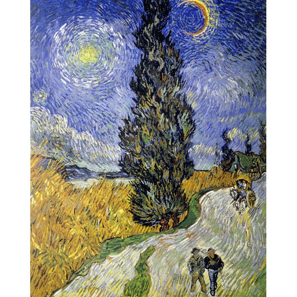 世界の名画シリーズ、プリハード複製画 ヴィンセント・ヴァン・ゴッホ作 「糸杉と星の道」(額縁付)【代引不可】|インテリア生活雑貨の店ポライト
