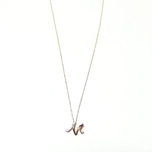 イニシャル ネックレス ダイヤモンド K18 一粒 ダイヤネックレス
