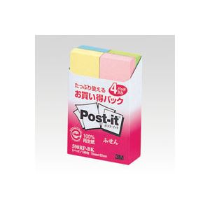 （まとめ） 住友スリーエム ポストイット(R) 4個入り 横25×縦75mm 500RP-BK 混色 4個入 【×10セット】