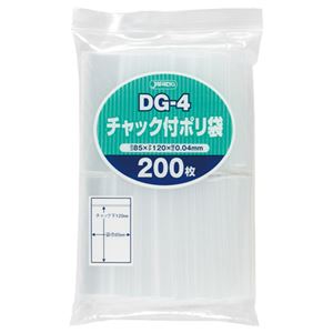 (まとめ) ジャパックス チャック付ポリ袋 ヨコ85×タテ120×厚み0.04mm DG-4 1パック(200枚) 【×15セット】