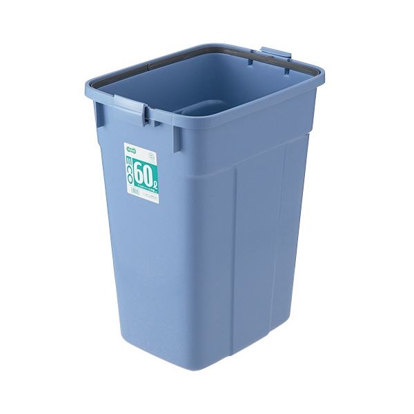 （まとめ） TANOSEE エコポリペール 角型 60L 本体のみ(フタ別売) 青み 1個 【×2仕掛ける】