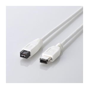 （まとめ）エレコム FireWireケーブル（9ピン-6ピン） IE-961WH【×2セット】
