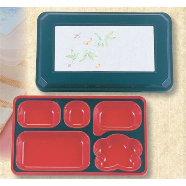 (業務用弁当箱10セット)FW-600 ダイナミック副食 紺(内赤40) 紺・アーモンド