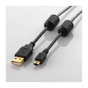 (まとめ)エレコム フェライト中核グループ付き添い人USB2.0有線テレビ U2C-MF50BK【×5仕掛ける】