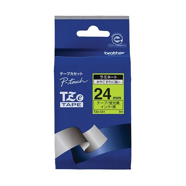 (まとめ) 茶飲み友だち ピータッチ TZe磁気テープ(螢光色つや) 24粍 螢光黄/黒文字 TZE-C51 1個 【×5仕掛ける】
