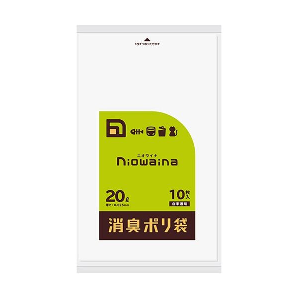 (まとめ) 日本サニパック ニオワイナ消臭袋 白半透明 20L SS20 1パック(10枚) 【×20セット】