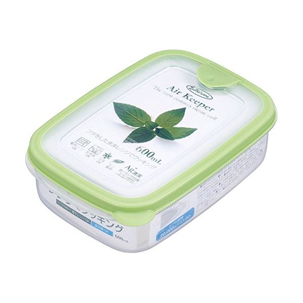 〔まとめ〕 フードストッカー 保存容器 約幅10.9cm S 600ml 60個セット ソフトグリーン 抗菌 食洗機 エアキーパー フードケース