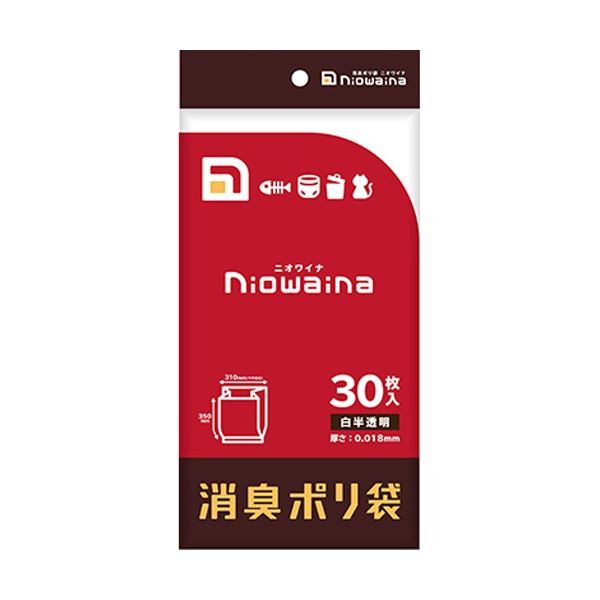 (まとめ) 日本サニパック ニオワイナ消臭袋 白半透明 310×350mm SS02 1パック(30枚) 【×20セット】