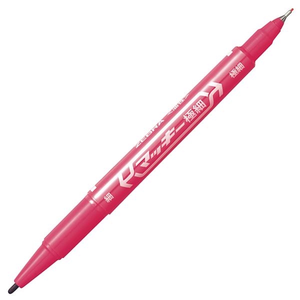 (まとめ) ゼブラ 油性マーカー マッキー極細丸芯細字+極細 ピンク MO-120-MC-P 1本 【×100セット】