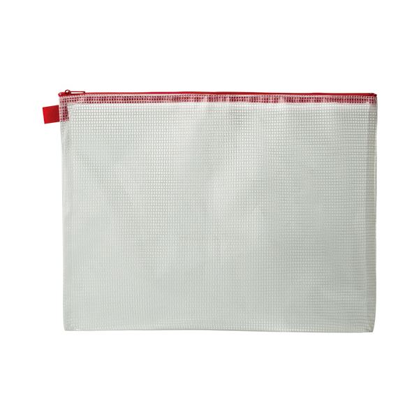 (まとめ) TANOSEE メッシュ入れもの A4 タテ260×ヨコ345粍 赤 1枚  【×30仕掛ける】