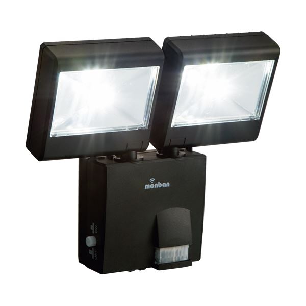 (まとめ)オーム電機 LEDセンサーライト(乾電池式 2灯2W) LS-B224D-K 1台 【×3セット】