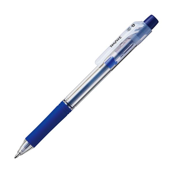 (まとめ) TANOSEE ノック式油性ボールペン ロング芯タイプ 1.0mm 青 1本 【×100セット】