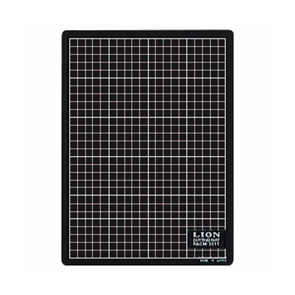 (まとめ) ライオン事務器 カッティングマット再生PVC製 両面使用 300×220×3mm 黒／黒 CM-3011 1枚 【×10セット】