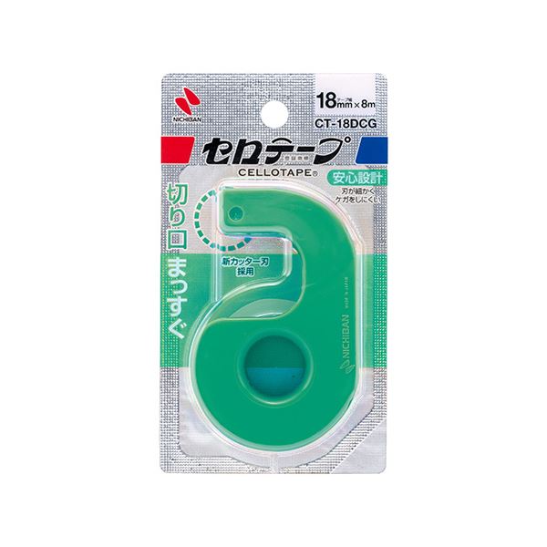 (まとめ) ニチバン 小巻セロテープカッター付 18mm グリーン【×50セット】