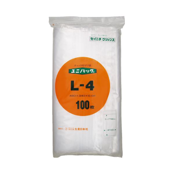 全品送料無料 まとめ 生産日本社 100枚L-4 ×5セット ユニパックチャックポリ袋480 340 文房具・事務用品