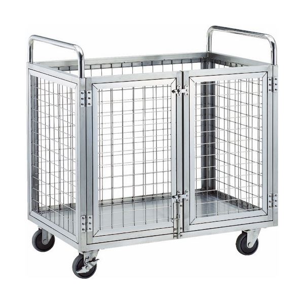 TRUSCO ステンレス鋼製網手押し車 900×600×960粍 観音開き SUAD1-960 1台 打ち上げる品 台車-花・ガーデン・DIY