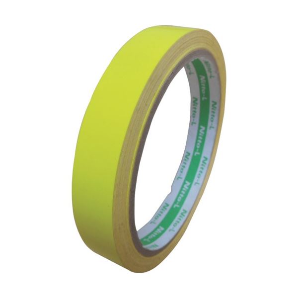 (まとめ) 日東エルマテリアル 蛍光テープ 15mm×5m レモン LK-15LY 1巻 【×5セット】