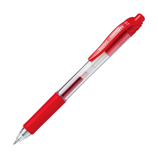 (まとめ) TANOSEE 撃ち当てる式ゲルインクボールペン 0.7粍 赤 1本  【×300仕かける】 筆記具-日用品雑貨・文房具・手芸-その他