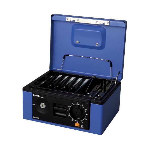(まとめ)カール事務器 キャッシュボックス CB-8470-B ブルー A5(×3セット)