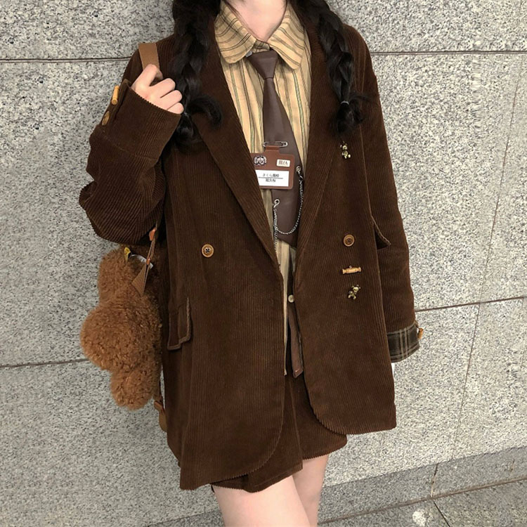 卒業式 スーツ 女の子 韓国 制服 セット スーツ デニム色 ブラウン ジャケット スカート スーツセット ブレザー 制服 大人 卒服 フォーマル スーツ 高校生 レディース ジュニア 子供服 フォーマルスーツ セットアップ 卒服 女子 入学式 中高生 jk オシャレ S M L XL|R-FRONTIER
