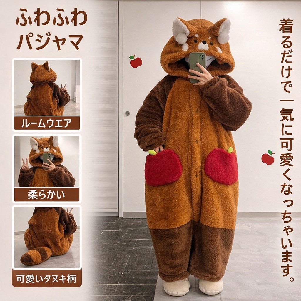 楽天市場】5種類 タヌキ柄 着る毛布 着ぐるみ パジャマ タヌキパジャマ 