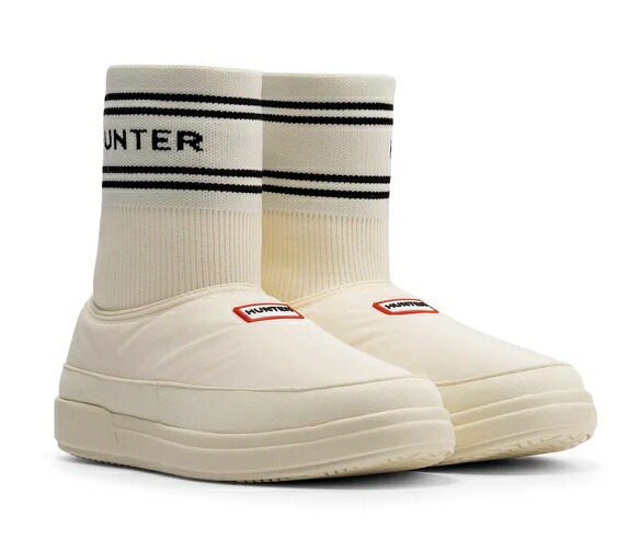 【SALE】【HUNTER】UFS7113REN-SDB IN/OUT KNITTED SOCK SLIPPER SHADEDWHITE/BLACK 猟り人 はたご屋/アウト 猟り人 ニッテッド ソック 家庭用スリッパ シェイデッドホワイト / 黒いこと スリッポン 成年者靴 レディース 冬靴 ソックス