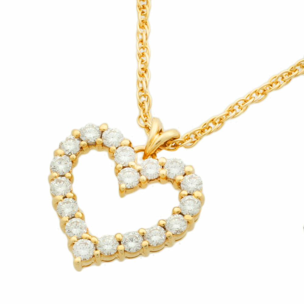 【本物保証】 新品同様 ロイヤルアッシャー ROYAL ASSCHER ハート ネックレス K18YG メレダイヤモンド 0.55ct 【中古】