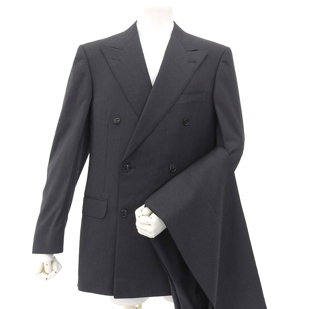 【8/1 P2倍】【本物保証】 美品 エルメネジルド ゼニア ERMENEGILDO ZEGNA スーツセット ウール グレー系 高級スーツ ダブル ストライプ セットアップ 【中古】 21,158円