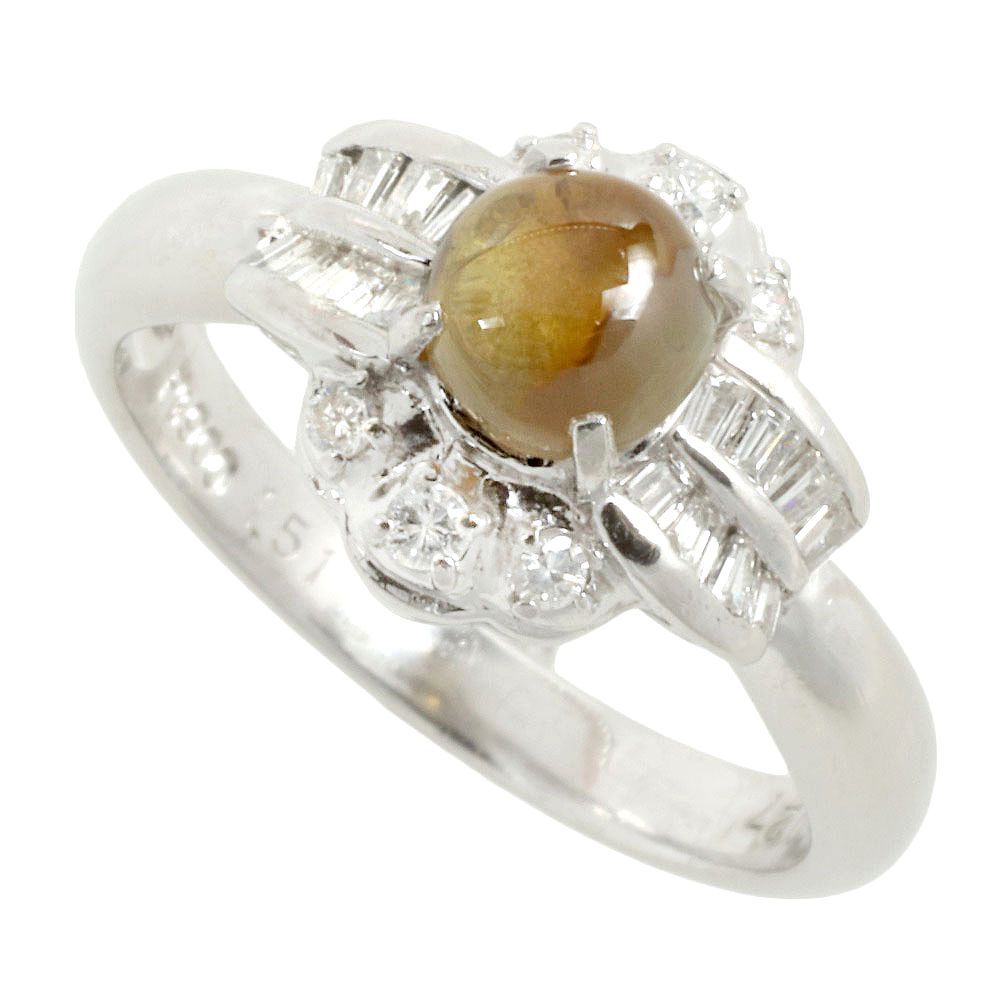 【本物保証】 鑑付 超美品 リング 指輪 Pt900 天然クリソベルキャッツアイ 1.51ct メレダイヤモンド 0.27ct 11.5号 ノーブランド No brand 【中古】|高島屋質店【創業73年老舗質屋】