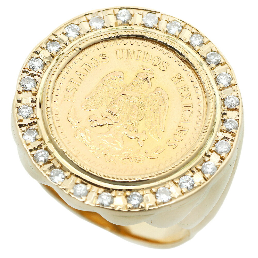 超希少K18 金リング メキシコ DOS PESOS 1945年 1945年メキシコ 2ペソ