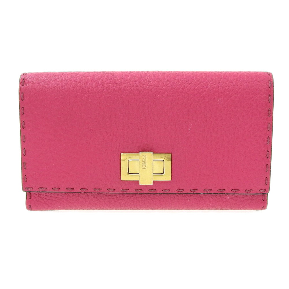本物保証 美品 フェンディ Fendi ピーカブー コンチネンタルウォレット ホック付長財布 セレリア ピンク 8m0308 中古 Bouncesociety Com