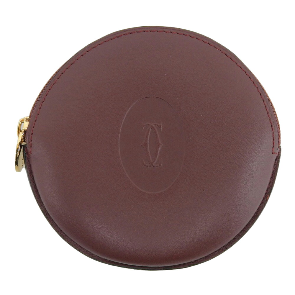 【本物保証】 超美品 カルティエ CARTIER マストライン ラウンド コインケース 小銭入れ レザー ボルドー L3000111 シンプル 【中古】