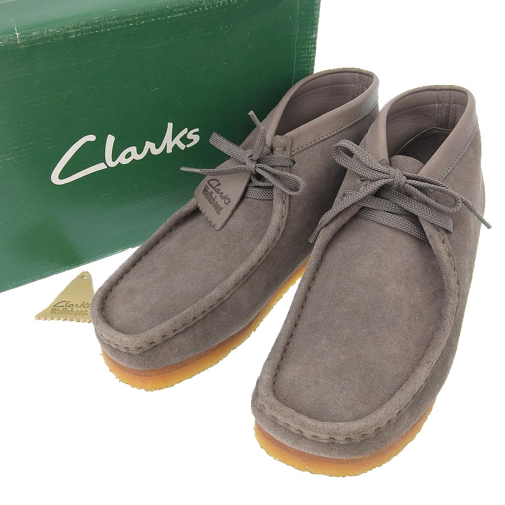 本物保証 箱付 美品 クラークス Clarks ワラビー ブーツ 靴 スエード グレー メンズ 中古 Cdm Co Mz