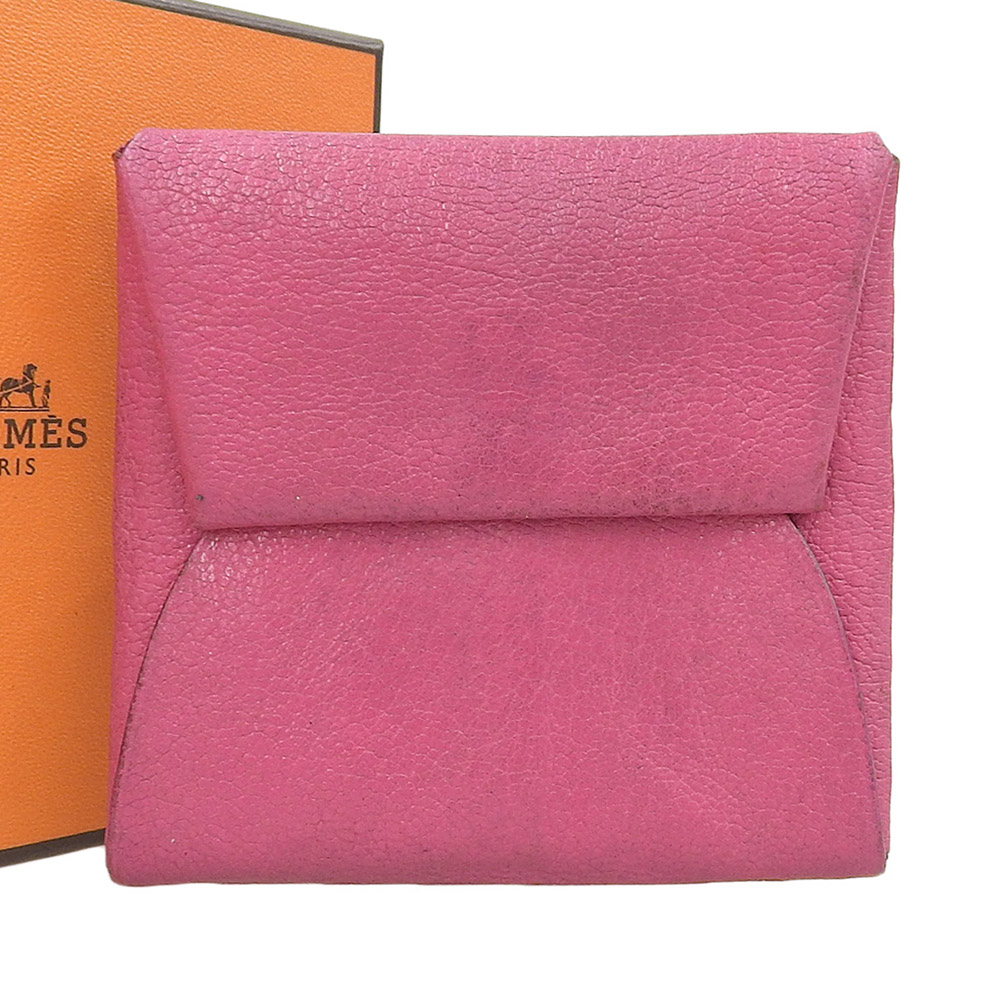 【本物保証】 箱付 エルメス HERMES バスティア □K刻印 コインケース フィヨルド ローズショッキング 【中古】