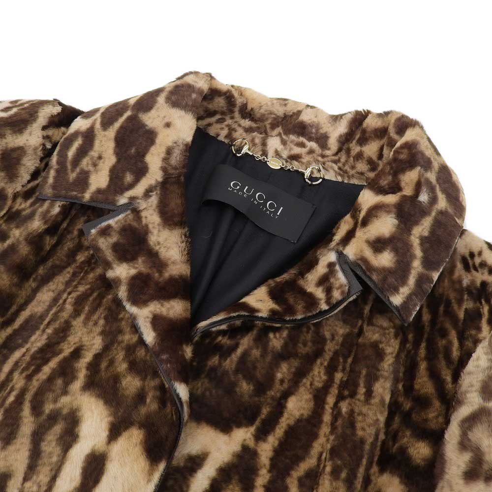 【本物保証】 超美品 グッチ GUCCI レオパード柄 ファー コート ワラビー ブラウン 36 ヒョウ柄 豹 レア 希少 【中古】|高島屋質店【創業70年老舗質屋】