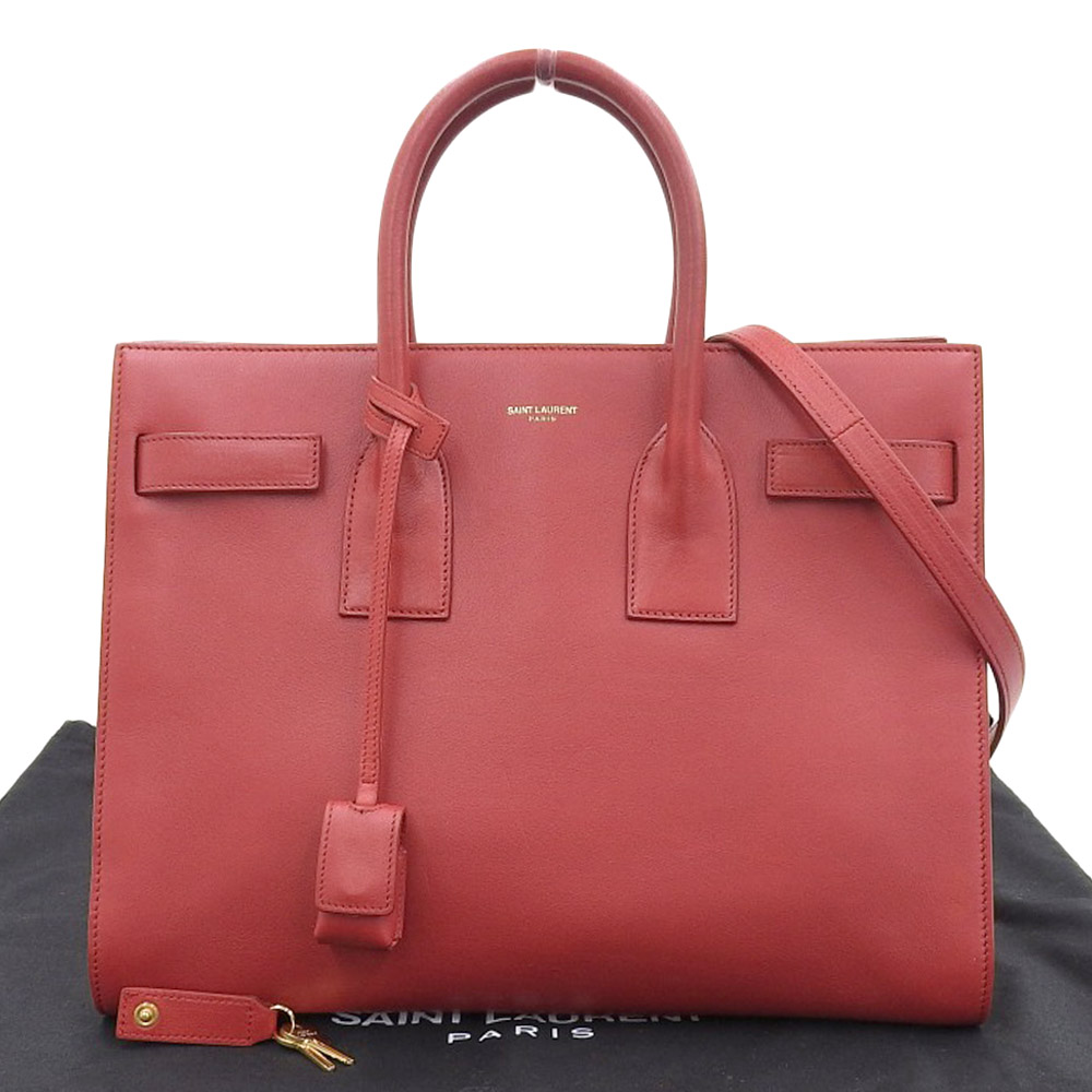 【本物保証】 布袋付 超美品 サンローラン SAINT LAURENT サックドジュール 2WAY ハンドバッグ レザー レッド 324823 【中古】